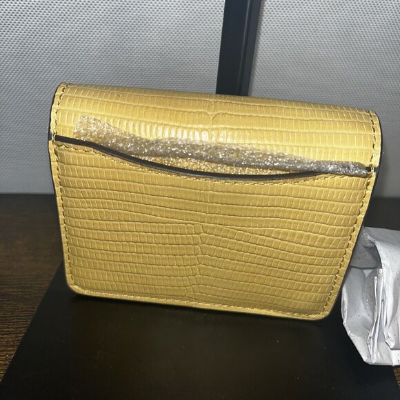 Coach Mini Wallet On A Chain Soft Hay Yellow Leather NWT $198 - Picture 4 of 9